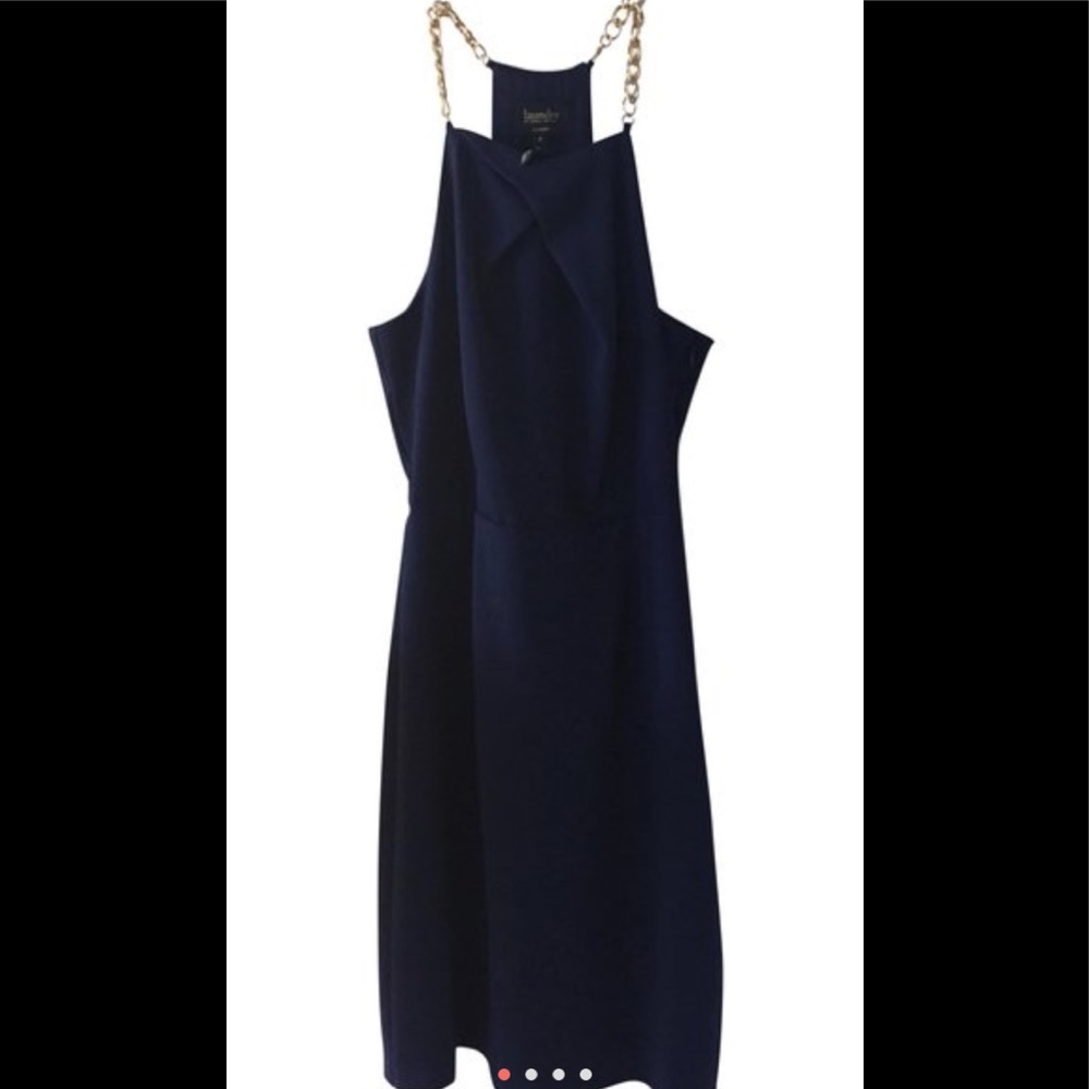 Blue Halter Dress with Chain Neck